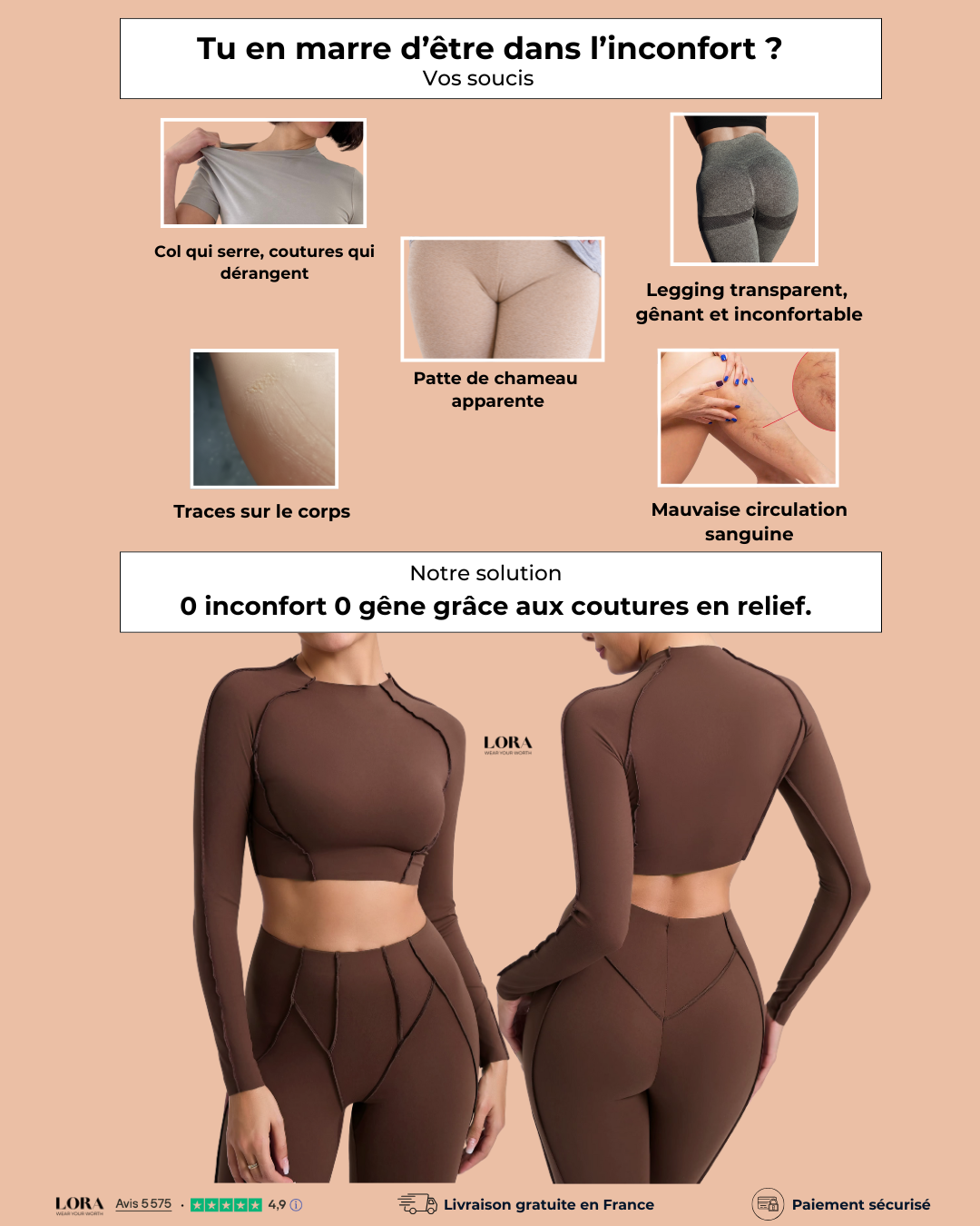 Ensemble Lora : top à manches longues et legging sculptant